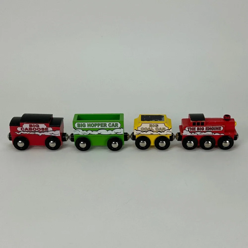 Maxim Enterprise Wooden Train Set The Big‎ Engine Coal Hopper Caboose 4pc